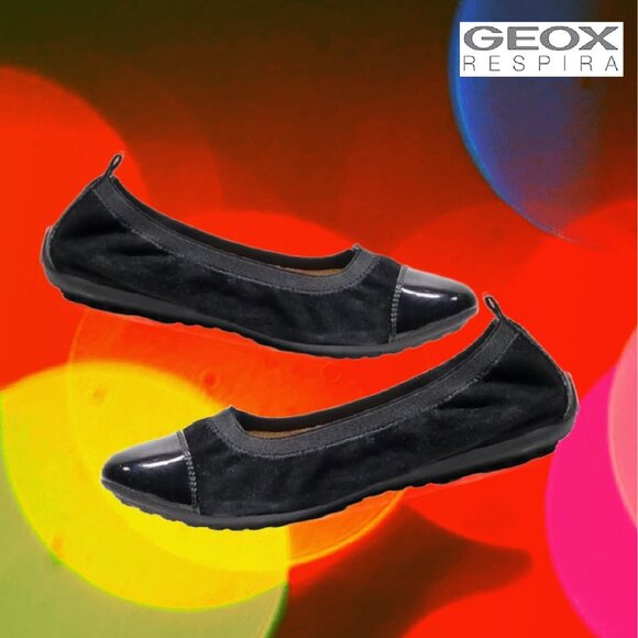GEOX RESPIRA Italian Patent Leather Cap Toe Ballet Flat Shoe Sz 7 (37) NEW w Tag - Picture 1 of 6